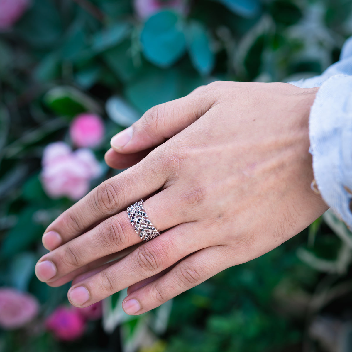 Iced out dart ring (Black Stone)